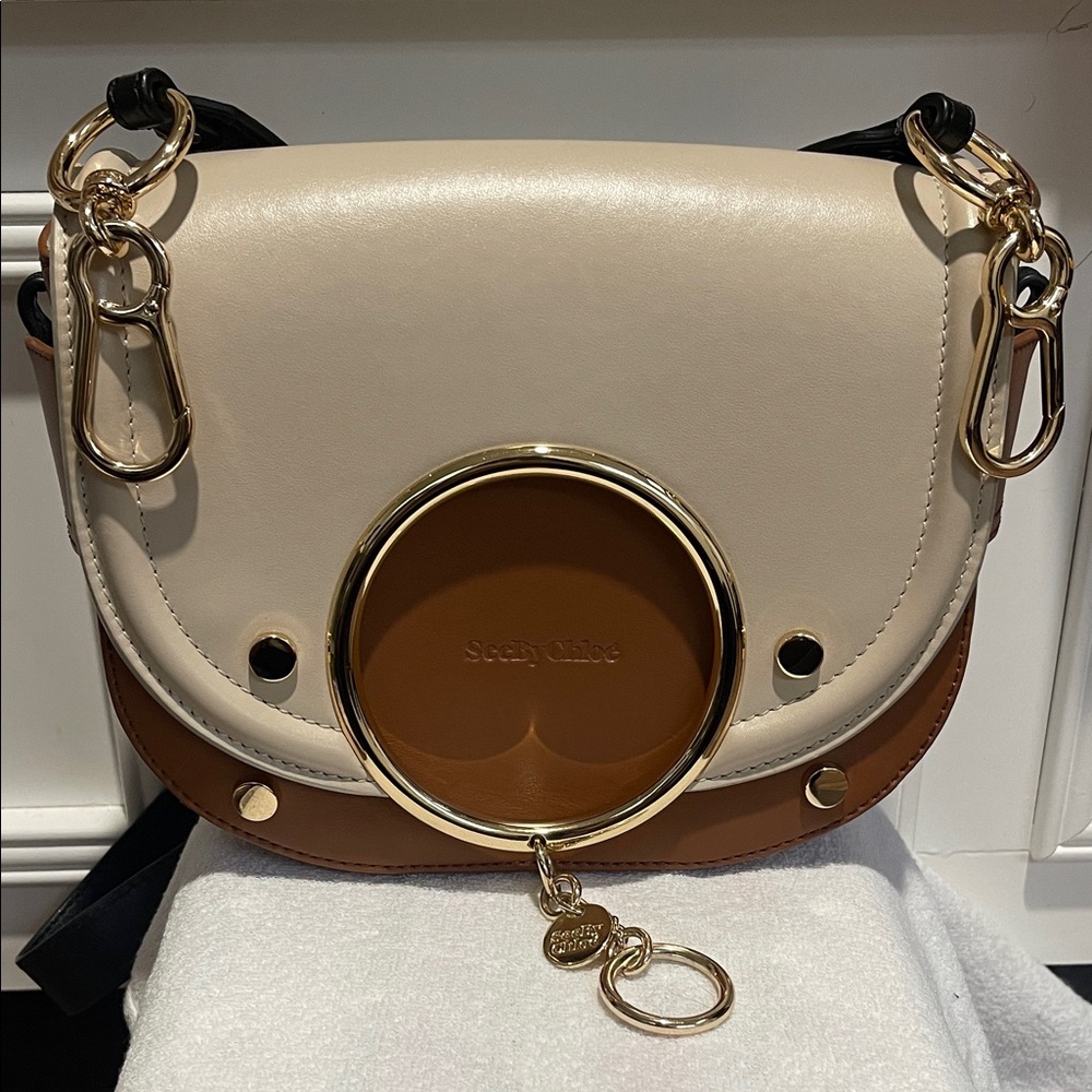 See By Chloe Cream and Tan Crossbody Bag